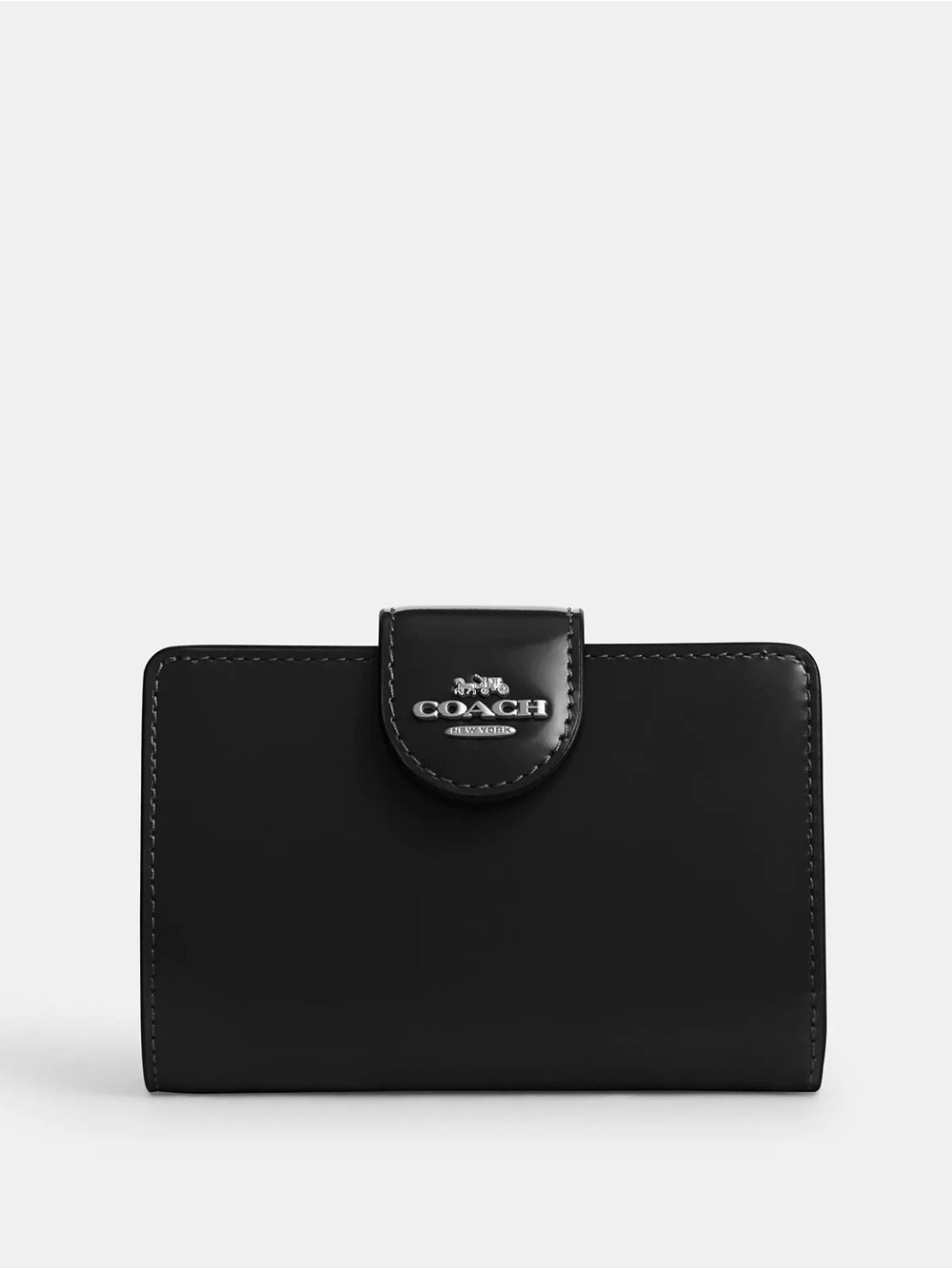 Coach Black Leather Compact Zip Card Case